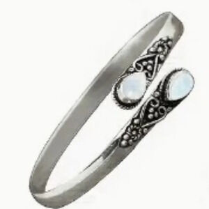 Cross-border Inlaid White Agate Bracelet American Fashion Retro Adjustable Brace